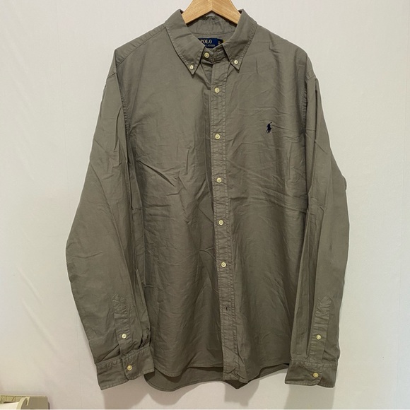 POLO Ralph Lauren‎ Button-down Shirt Size XXL Gray Classic Fit Embroidered Logo - Picture 1 of 12